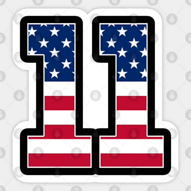 Number 11 American Flag Sports Sticker by Shariss